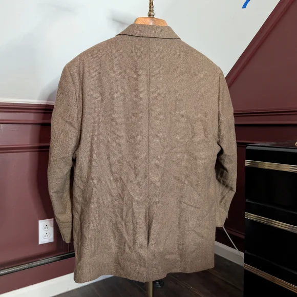 LOUIS DELL'OLIO knit Camel Hair Leather Button Made In Italy Jacket